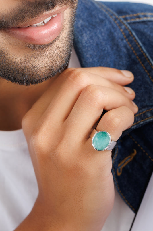 Certified Emerald (Panna) Ring – 925 Silver - #1224B