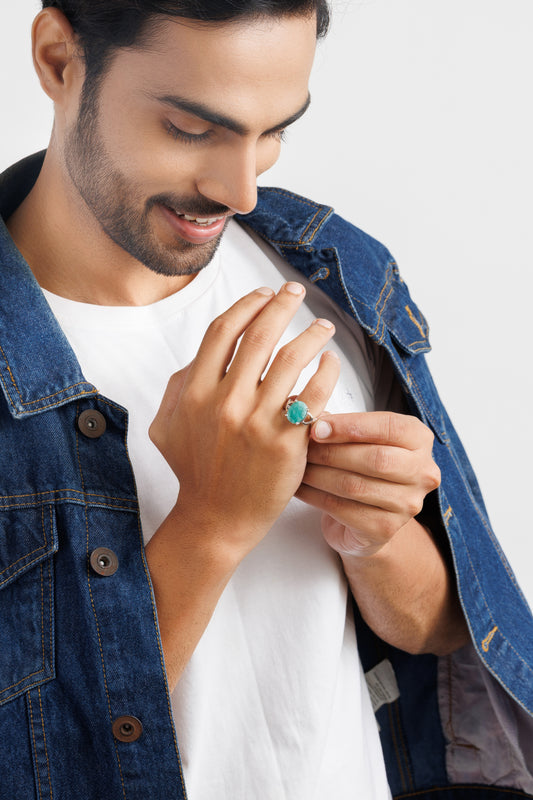 Grandeur Emerald (Panna) Ring – 925 Silver - #1105N4