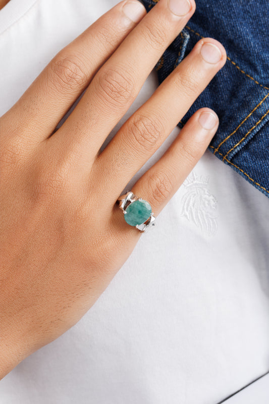 Pristine Emerald (Panna) Ring – 925 Silver - #1210N4
