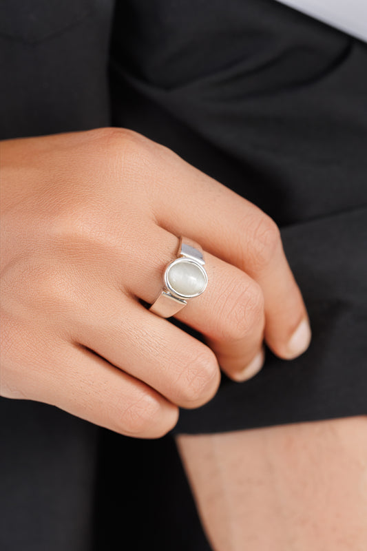 Royal Cat's Eye (Lehsunia) Ring – 925 Silver - #1224