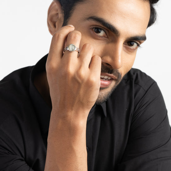 Natural Cat's Eye (Lehsunia) Ring – 925 Silver - #1142 - Myra