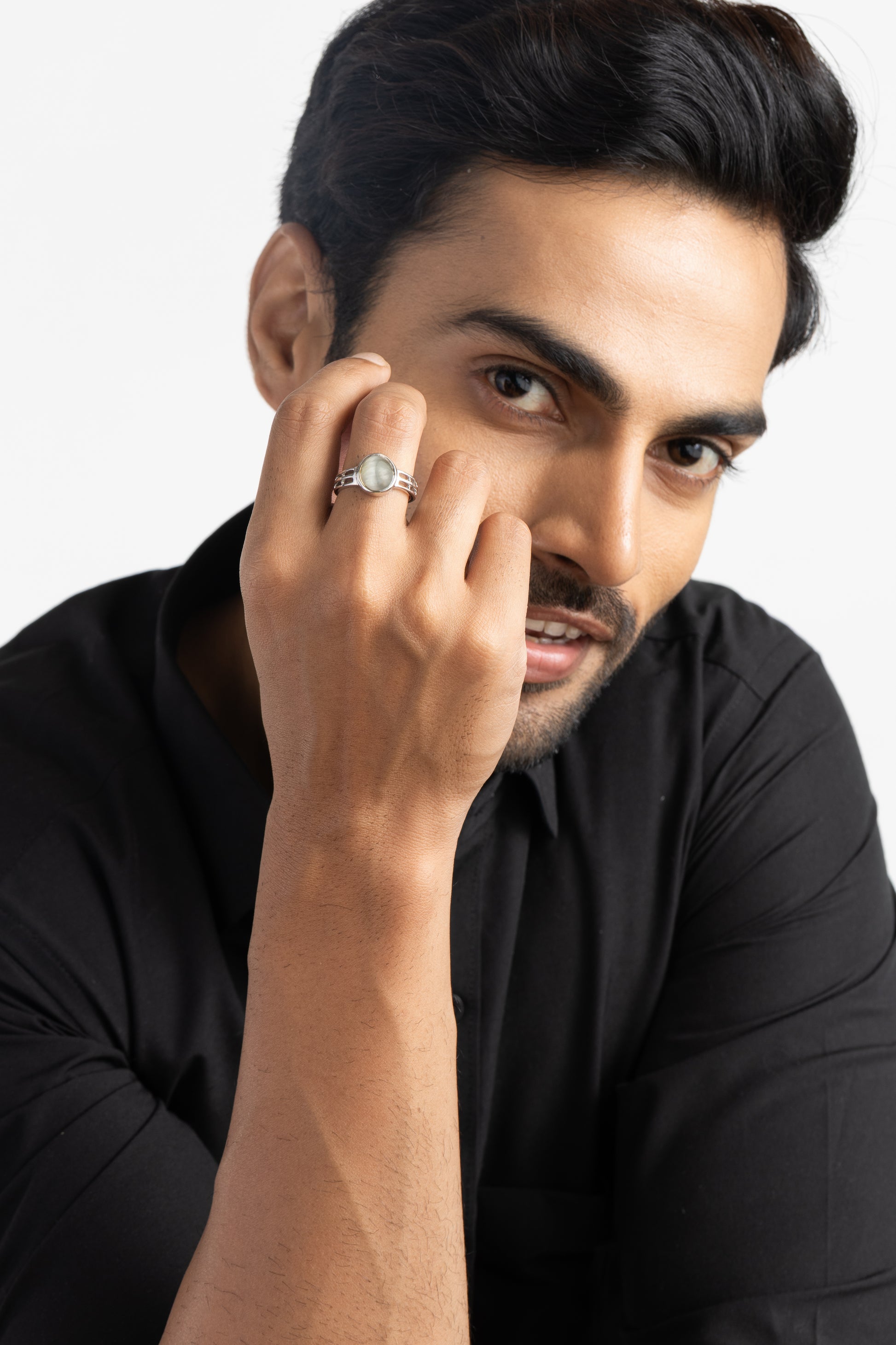 Natural Cat's Eye (Lehsunia) Ring – 925 Silver - #1142 - Myra