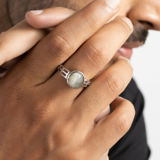 Natural Cat's Eye (Lehsunia) Ring – 925 Silver - #1142 - Myra