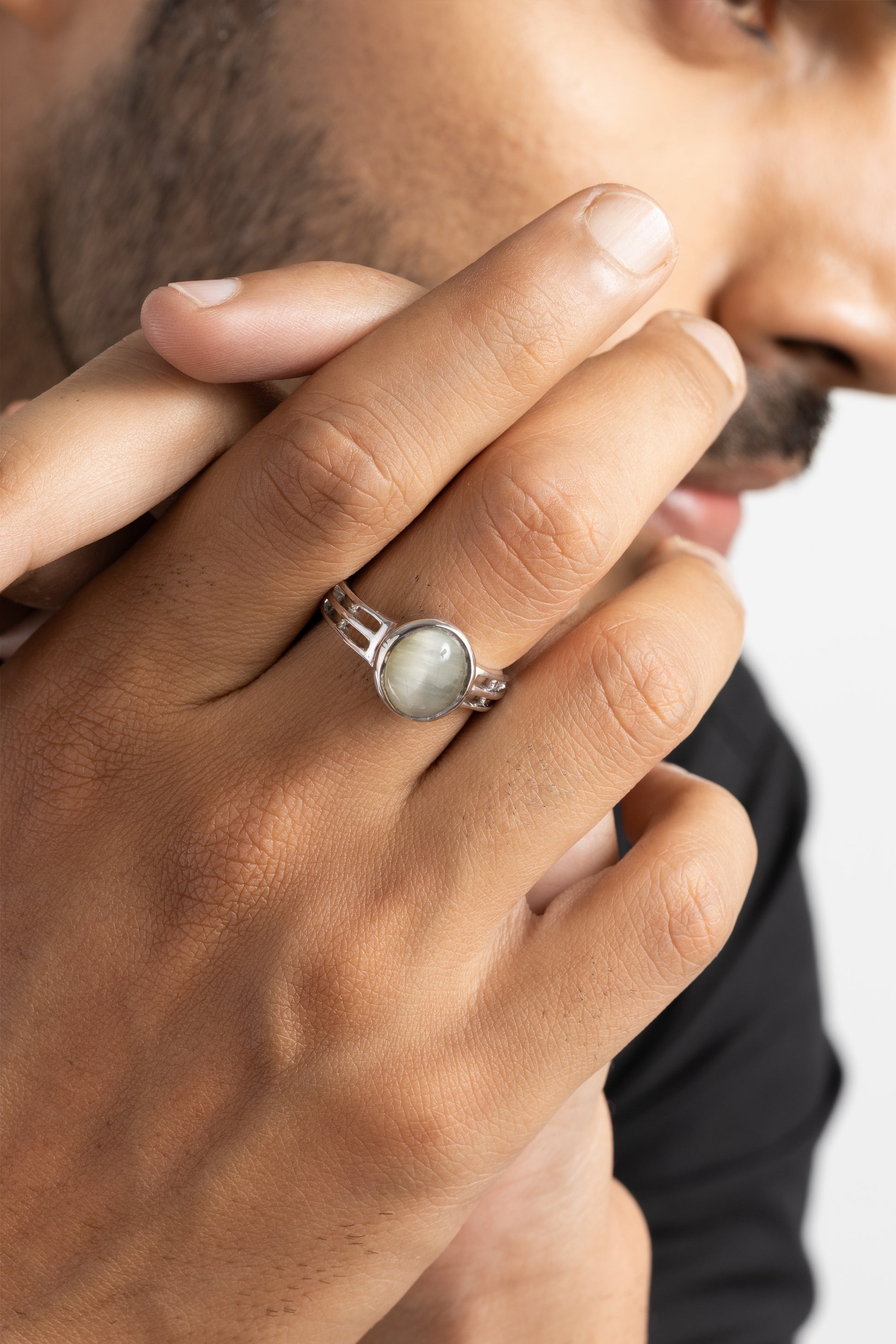 Natural Cat's Eye (Lehsunia) Ring – 925 Silver - #1142 - Myra