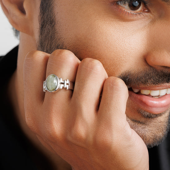 Cat's Eye (Lehsunia) Ring – 925 Silver Minimalist - #1199 - Myra