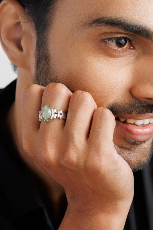 Cat's Eye (Lehsunia) Ring – 925 Silver Minimalist - #1199