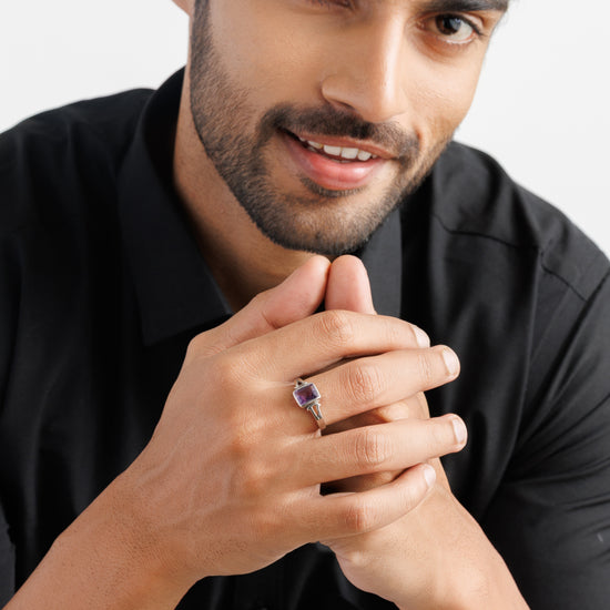 Amethyst (Jamunia) Ring – 925 Silver Crafted - #1148B Re - Myra