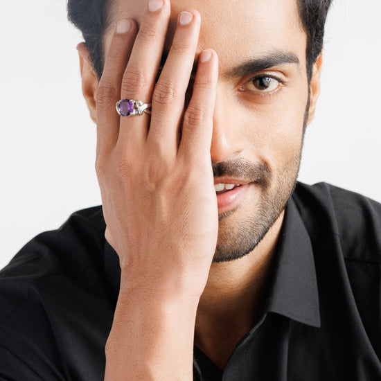 Classic Amethyst (Jamunia) Ring – 925 Silver - #1210N4 - Myra