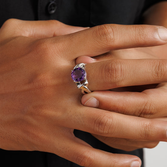 Classic Amethyst (Jamunia) Ring – 925 Silver - #1210N4 - Myra