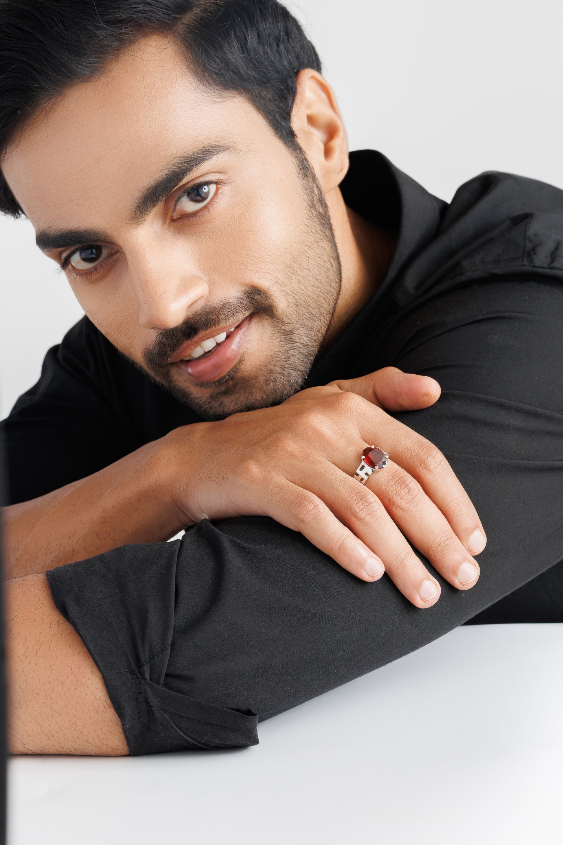 Natural Garnet (Gomed) Ring – 925 Silver - #1283N4 - Myra