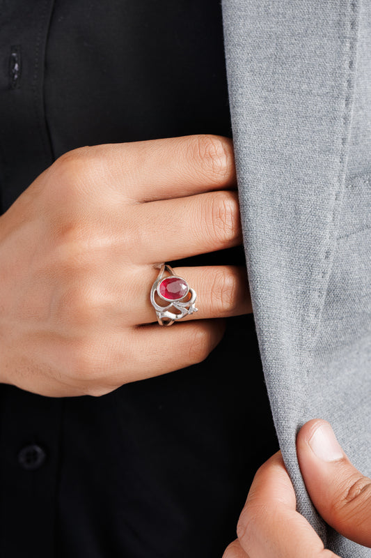 Pure Energy Ruby (Manik) Ring – 925 Silver - #1284B - Myra
