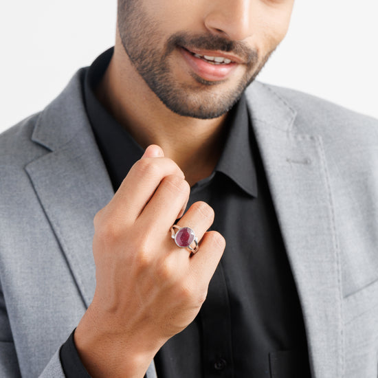 Elegant Ruby (Manik) Ring – 925 Silver - #1182B - Myra