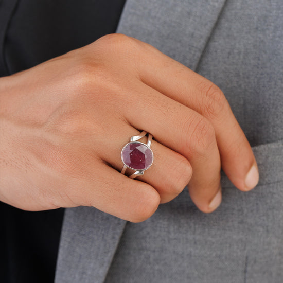 Elegant Ruby (Manik) Ring – 925 Silver - #1182B - Myra