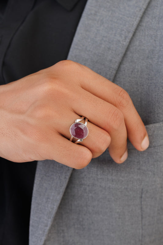 Elegant Ruby (Manik) Ring – 925 Silver - #1182B