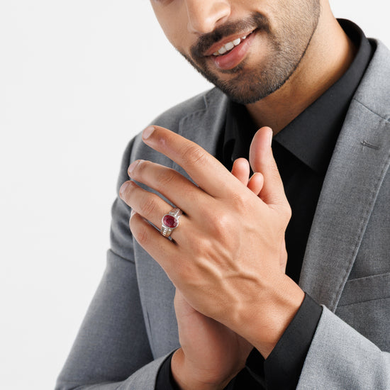 Deep Red Ruby (Manik) Ring – 925 Silver - #1236B - Myra