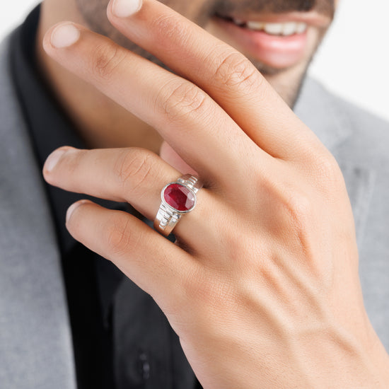 Deep Red Ruby (Manik) Ring – 925 Silver - #1236B - Myra