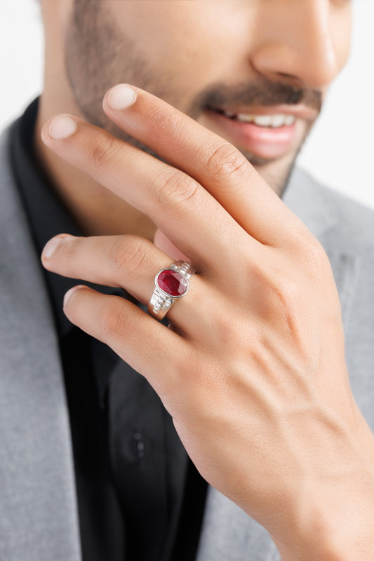 Deep Red Ruby (Manik) Ring – 925 Silver - #1236B
