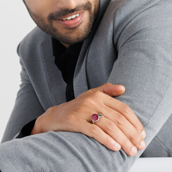 Statement Ruby (Manik) Ring – 925 Silver - #1224B - Myra