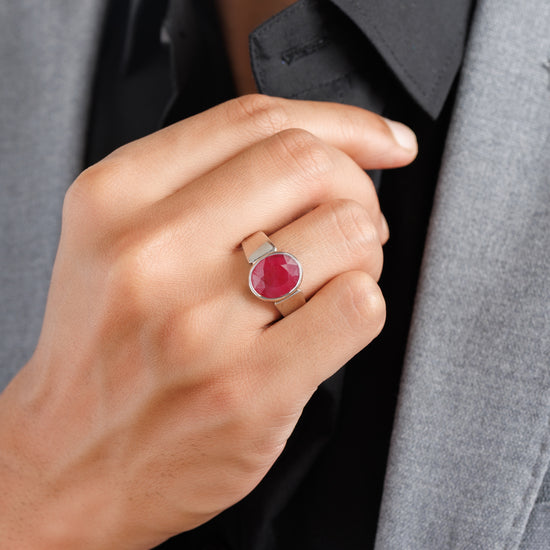 Statement Ruby (Manik) Ring – 925 Silver - #1224B - Myra