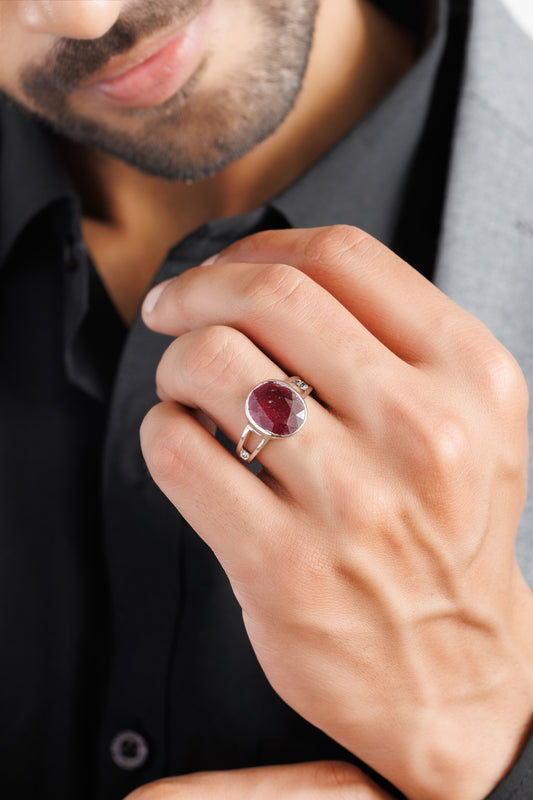 Classic Ruby (Manik) Ring – 925 Silver - #1150B - Myra