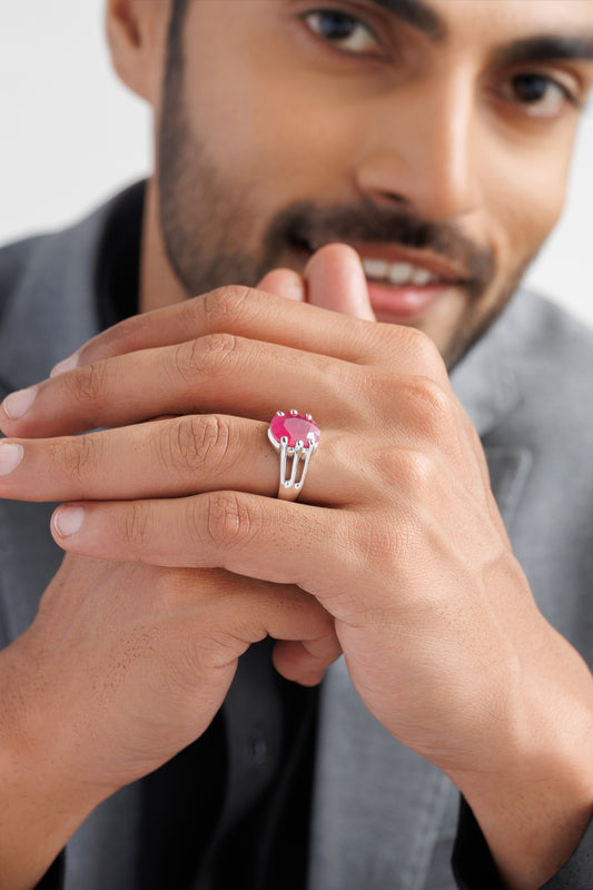 Luxury Ruby (Manik) Ring – 925 Silver - #1237N6