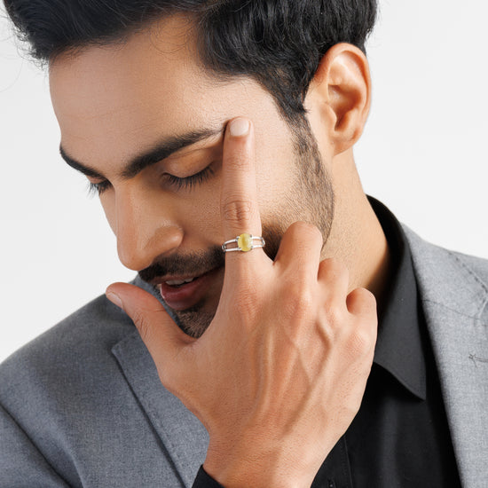 Daily Wear Yellow Sapphire (Pukhraj) Ring – 925 Silver - #1150N4 Ov - Myra