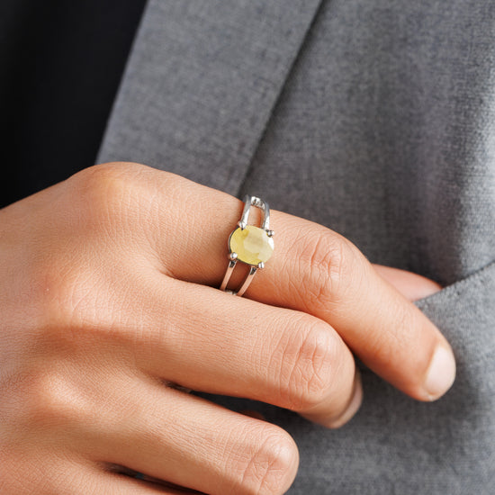 Daily Wear Yellow Sapphire (Pukhraj) Ring – 925 Silver - #1150N4 Ov - Myra