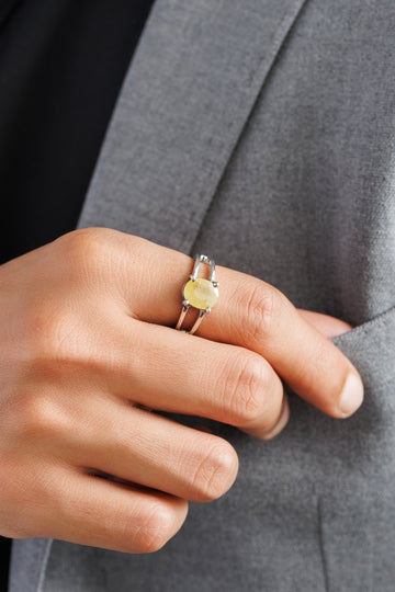 Daily Wear Yellow Sapphire (Pukhraj) Ring – 925 Silver - #1150N4 Ov - Myra