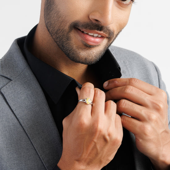 925 Silver Yellow Sapphire (Pukhraj) Ring - #1148N4 - Myra