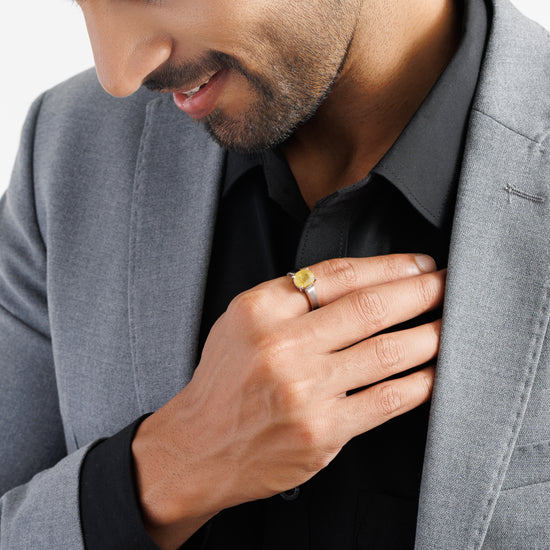 Rich-Hue Yellow Sapphire (Pukhraj) Ring – 925 Silver - #1200N4 - Myra