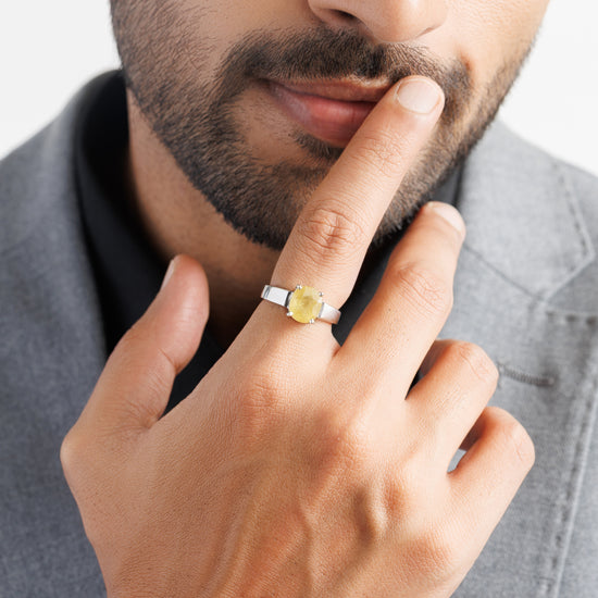 Rich-Hue Yellow Sapphire (Pukhraj) Ring – 925 Silver - #1200N4 - Myra