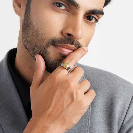 Natural Yellow Sapphire (Pukhraj) Ring in Sterling Silver – #1224N4 - Myra