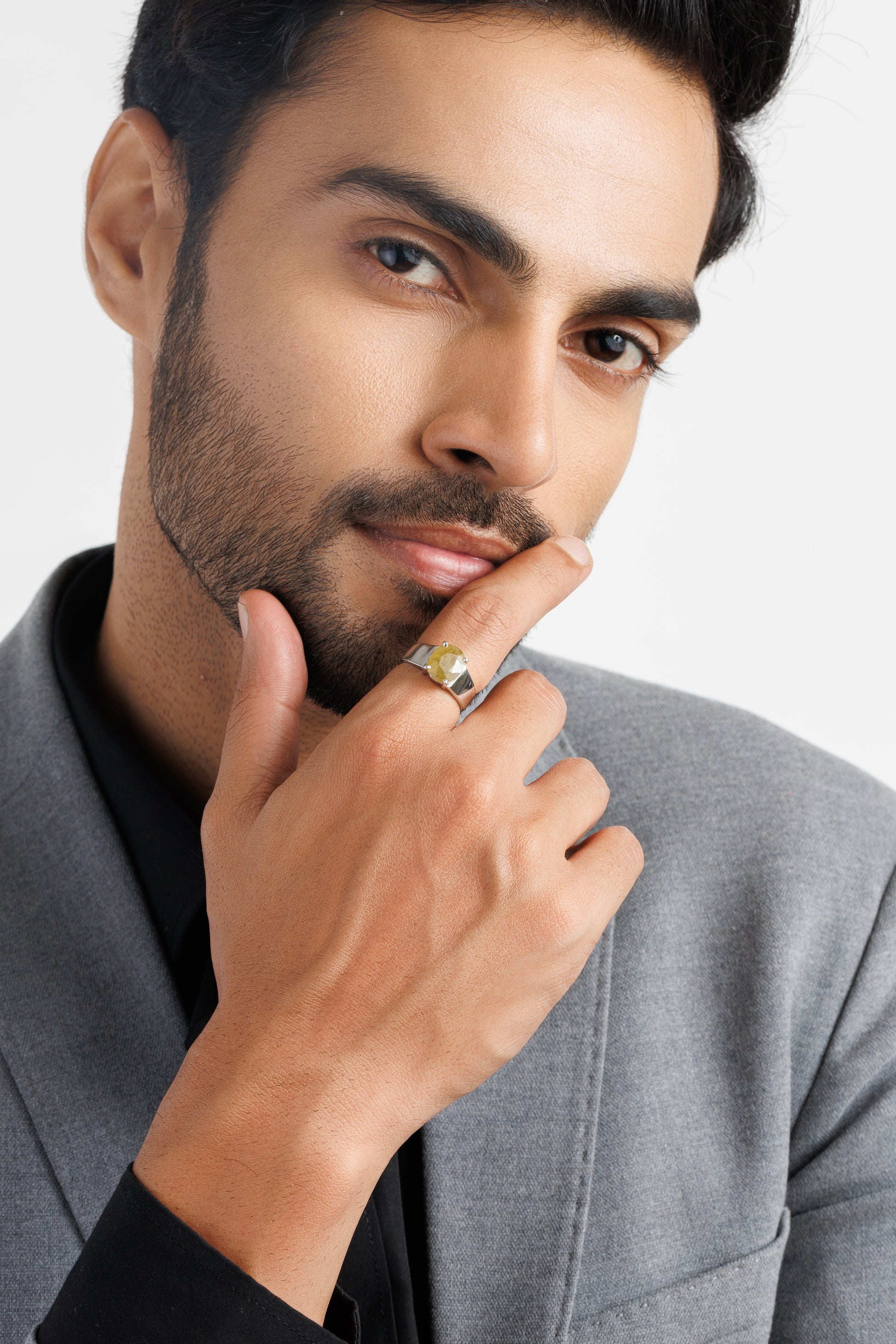 Natural Yellow Sapphire (Pukhraj) Ring in Sterling Silver – #1224N4 - Myra