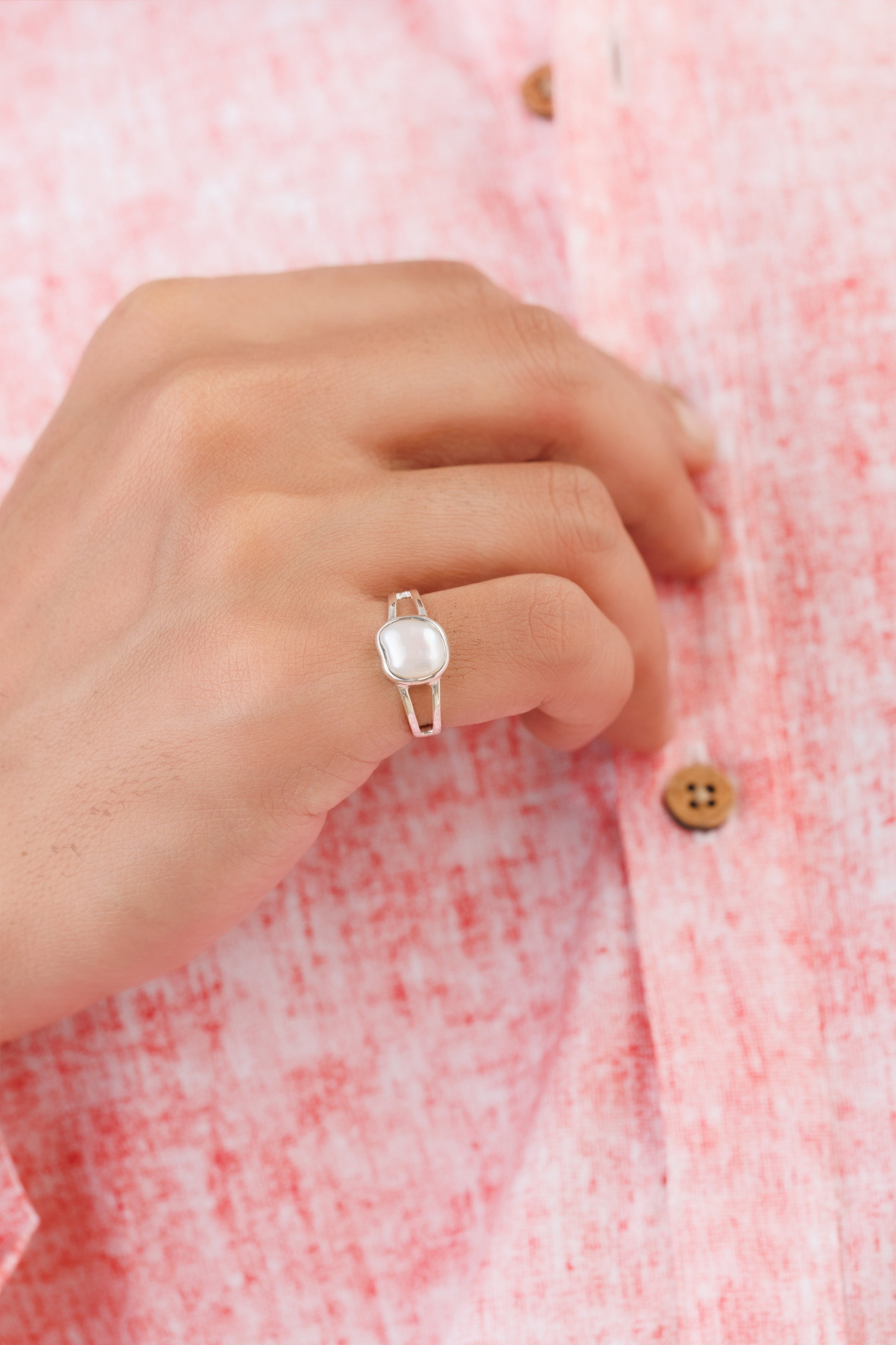 Pearl (Moti) Gemstone Ring – 925 Silver - #1150 U - Myra