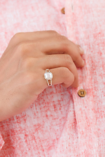 Pearl (Moti) Gemstone Ring – 925 Silver - #1150 U - Myra
