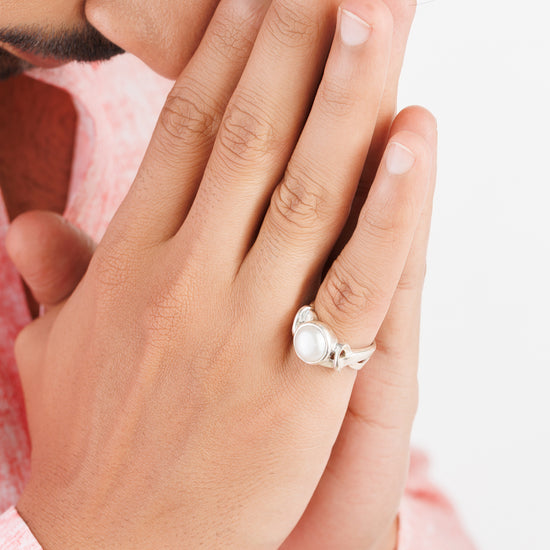 Deep-Gloss Pearl (Moti) Ring – 925 Silver - #1210 R - Myra