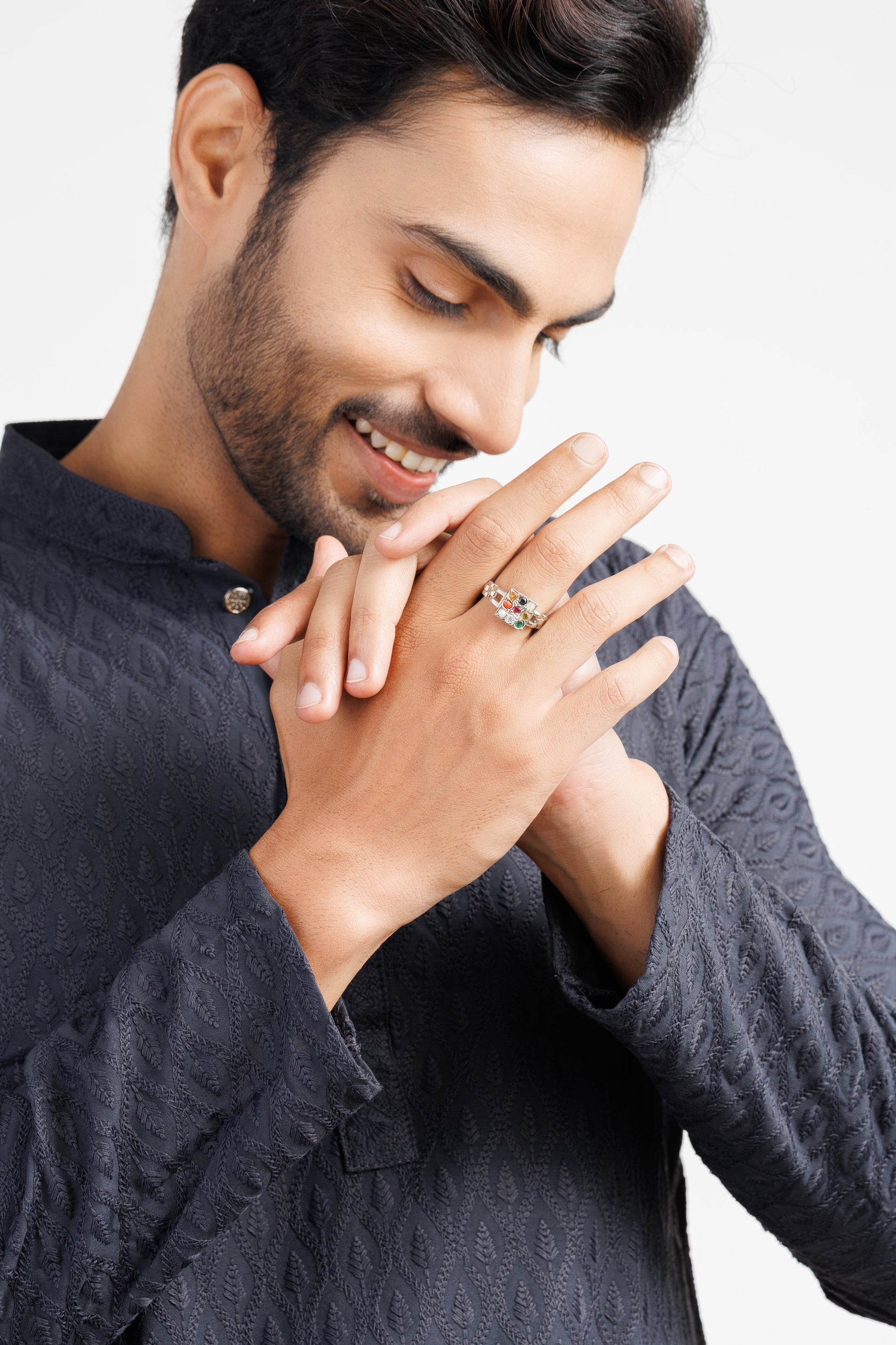Luxe Navratna (Navgrah) Ring – 925 Silver - 1245 - Myra