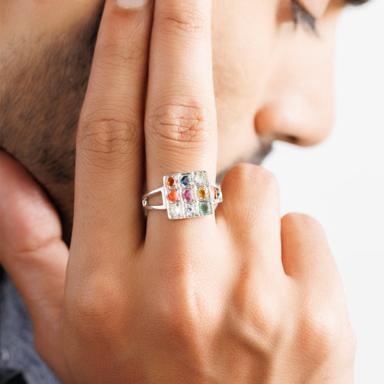 Classic Navratna (Navgrah) Ring – 925 Silver - 1150 - Myra