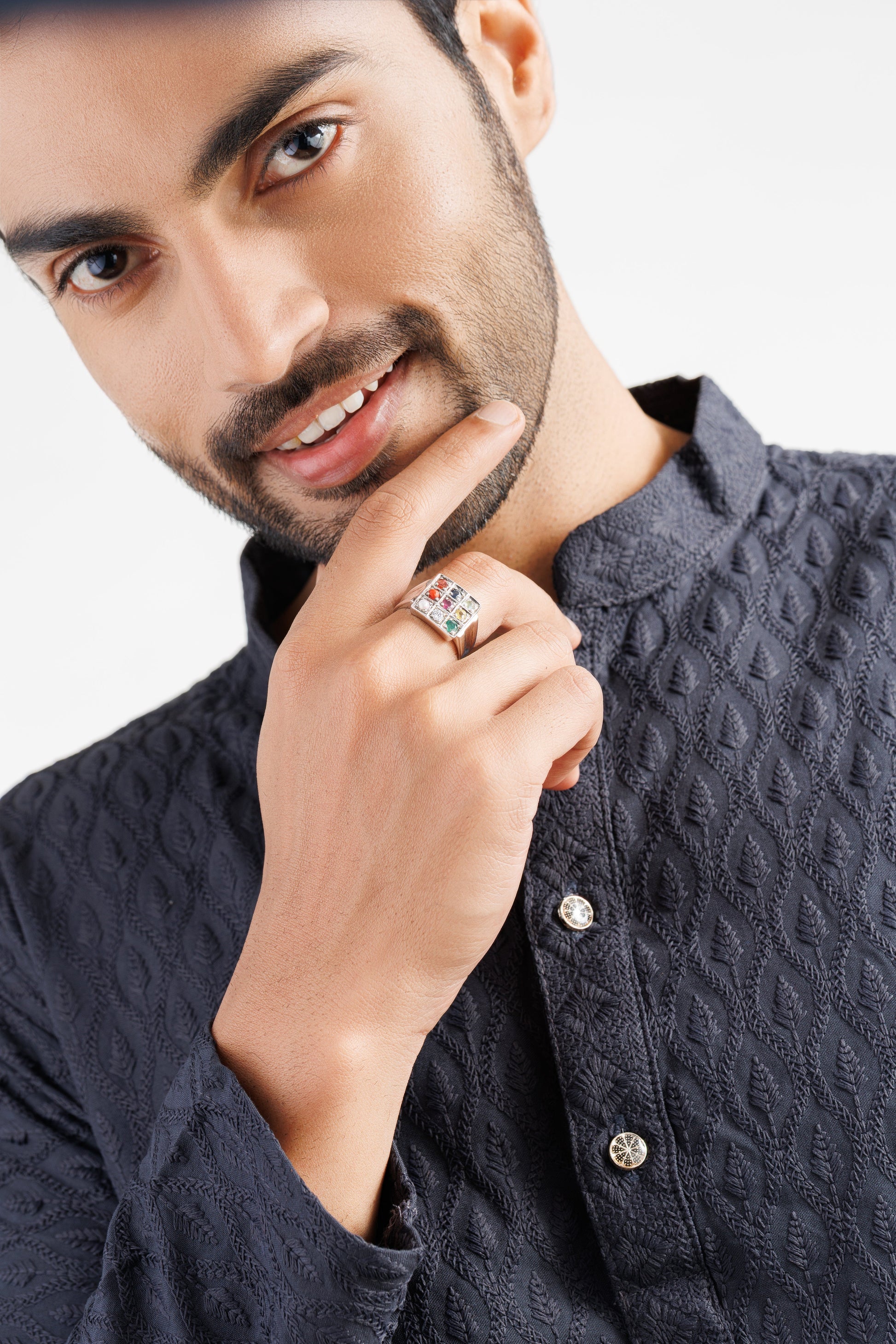 Navratna (Navgrah) Ring – 925 Silver Minimalist - 1111 - Myra