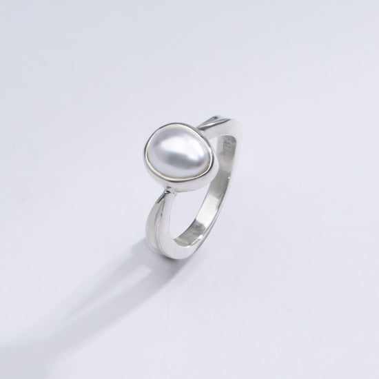 Natural Pearl (Moti) Ring in 925 Silver - #1201 U - Myra