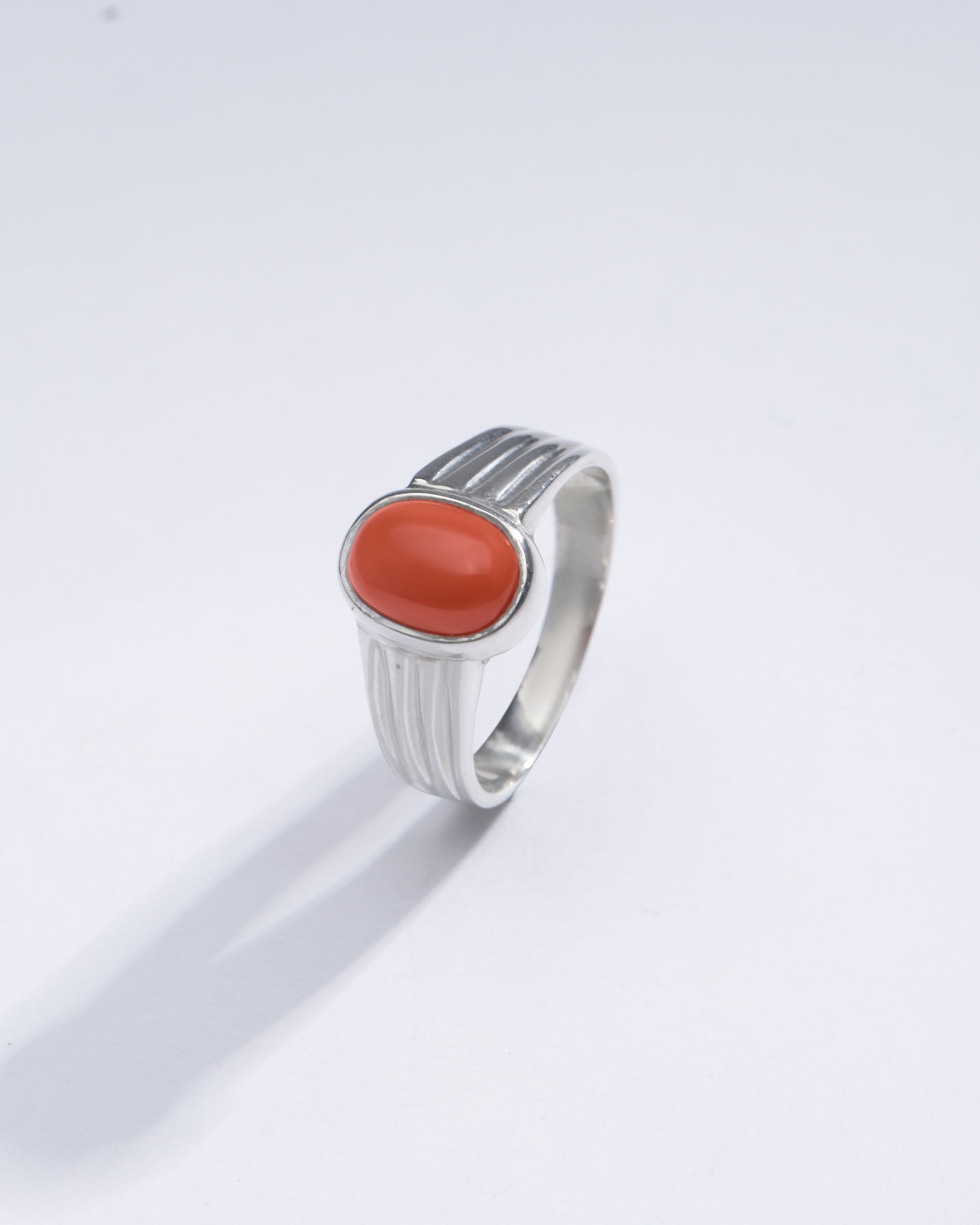 Elegant Red Coral (Moonga) Ring in 925 Silver – #1228 Ov - Myra
