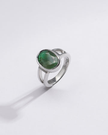 Unisex Green Emerald (Panna) Ring in 925 Silver – #1150B - Myra