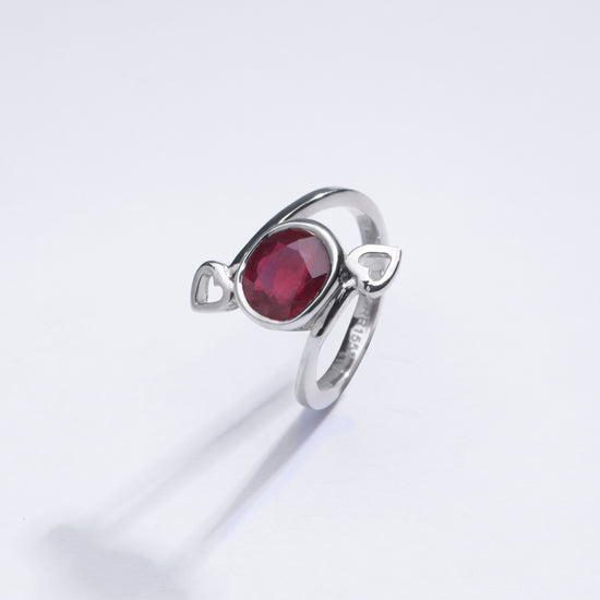 Authentic Ruby (Manik) Ring in Sterling Silver - #1273B - Myra