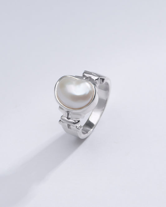 Elegant Pearl (Moti) Gemstone Ring in 925 Sterling Silver - #1199 U - Myra