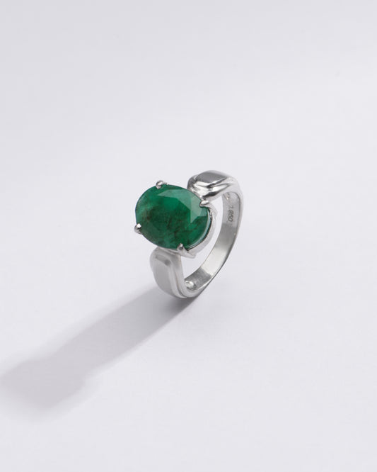 Classic Emerald (Panna) Ring in Sterling Silver – #1101N4 - Myra