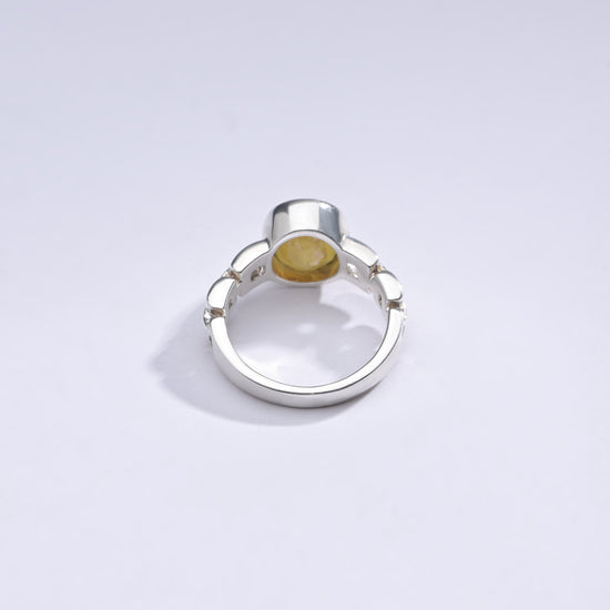 Classic Yellow Sapphire (Pukhraj) Ring in 925 Sterling Silver – #1245B - Myra