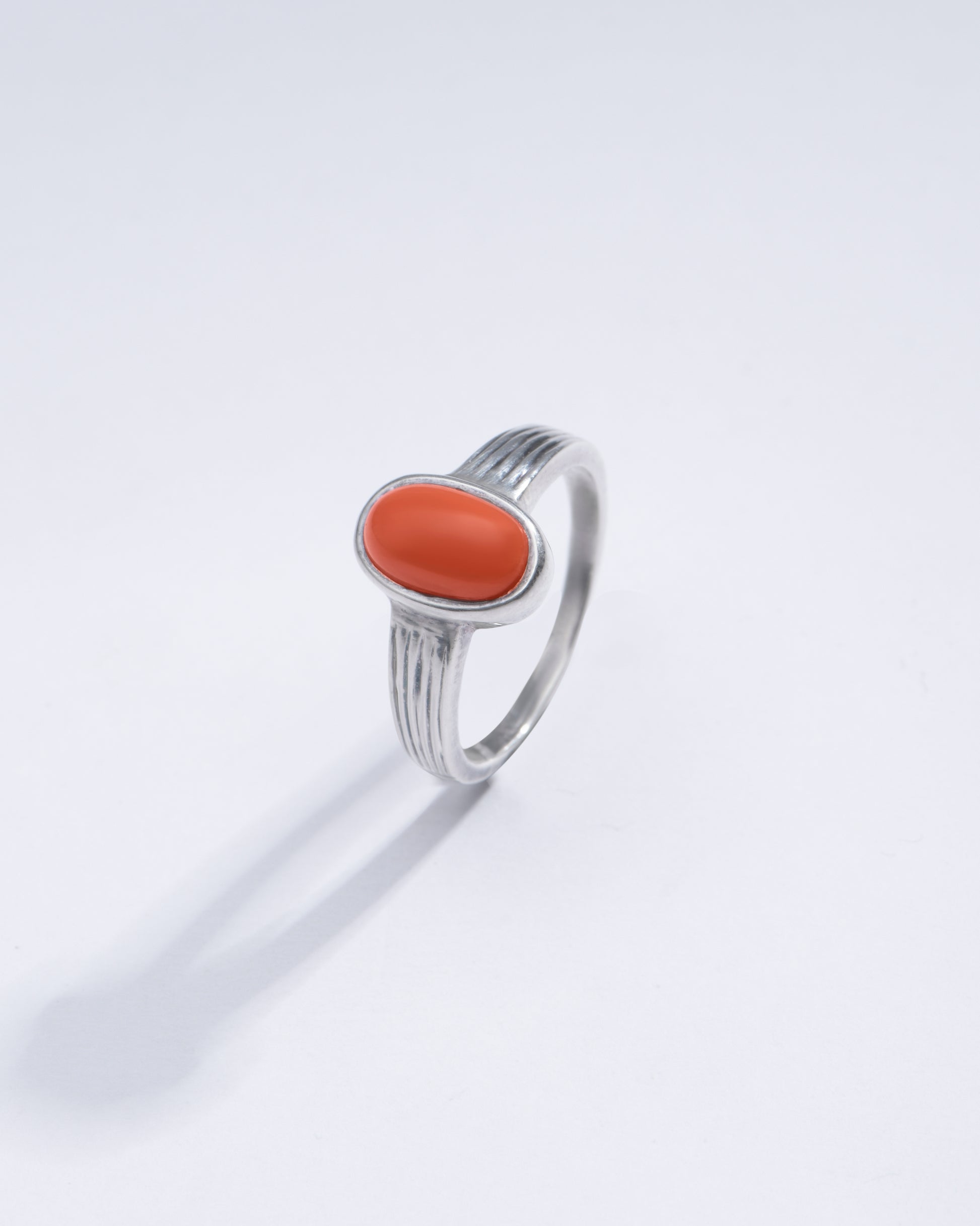 Authentic Red Coral (Moonga) Ring in Sterling Silver - #1225 Ov - Myra