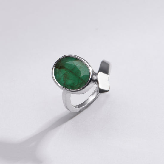 Genuine Emerald (Panna) Ring in Sterling Silver – #1202B - Myra