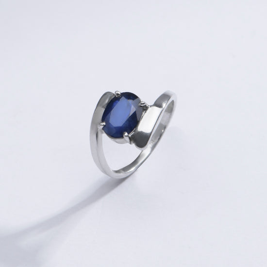 Authentic Blue Sapphire (Neelam) Ring in 925 Silver – #1138N4 - Myra