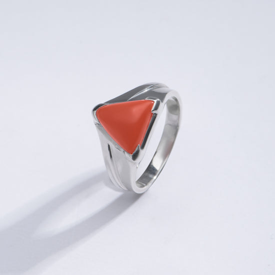Bold Red Coral (Moonga) Ring in Silver - #1197N3 Tr - Myra